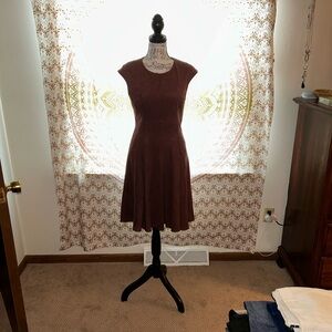 The Limited Burgundy Faux Suede Fit & Flare Dress Size S